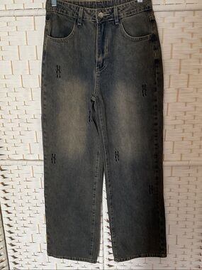 Men's Straight-Leg Washed Black Jeans